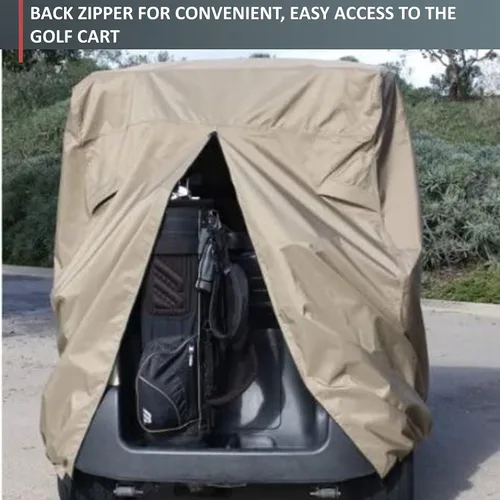 Vista 4 de Funda de almacenamiento resistente para carrito de golf de 4 pasajeros, protección premium para todo tipo de clima, se adapta a techos de 80