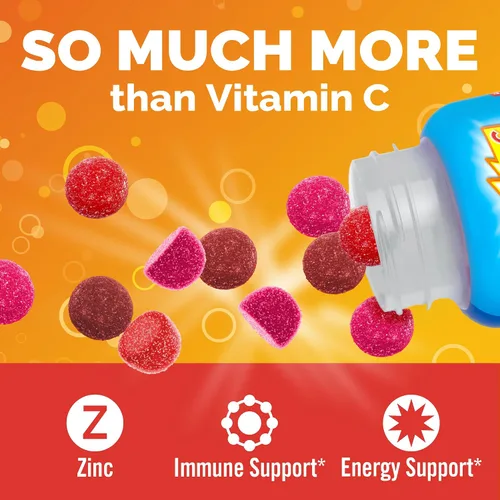 Vista 2 de Emergen-C Kidz - Suplementos dietéticos diarios de apoyo inmunológico, gomitas saborizadas con vitamina C y vitaminas B para apoyo inmunológico