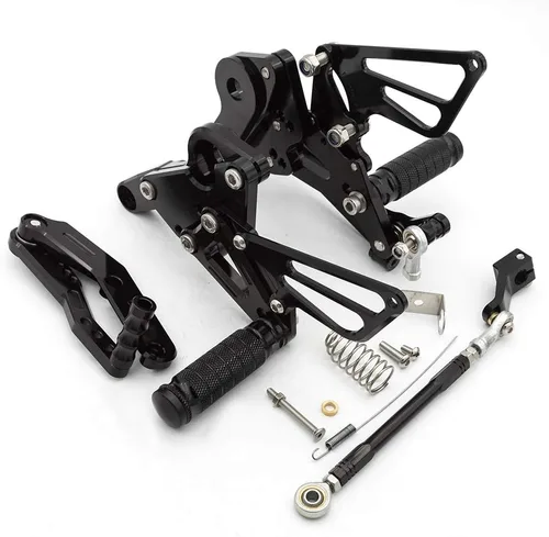 Vista 3 de Krace Juego de estriberas delanteras para motocicleta, reposapiés, pedales de cambio de freno, totalmente ajustables, apto para Yamaha FZ-09 MT09