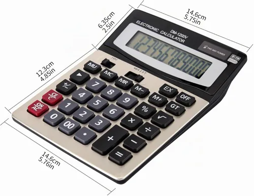 Vista 3 de Calculadora de escritorio grande con pantalla ancha de 12 dígitos y botones de plástico grandes para una fácil operación y visualización