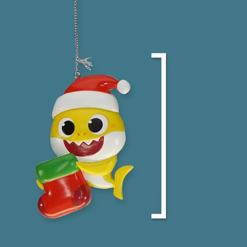 Vista 6 de Kurt S. Adler Adorno de tiburón bebé, con licencia oficial, calcetín de Navidad con diseño de tiburón, decoración de árbol de vacaciones con nombre