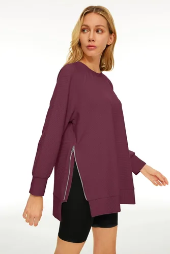 Vista 5 de EFAN Sudaderas de gran tamaño para mujer, manga larga, cuello redondo, sudaderas casuales con capucha 2023, ropa de moda de otoño