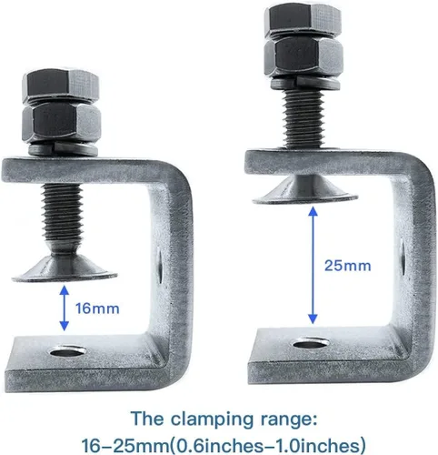 Vista 2 de Abrazaderas C de acero inoxidable Mini 0.630-1.181 in para montaje, juego de abrazaderas en U para carpintería resistente, herramientas
