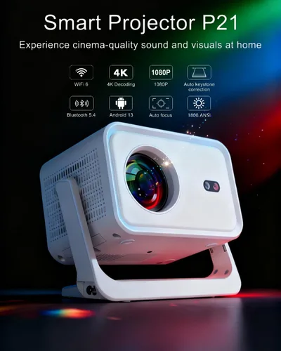 Vista 2 de [1800 Lúmenes ANSI/Enfoque Automático] Proyector Bluetooth WiFi 5G Actualización 2025, Compatible con 4K Native 1080P Full HD Smart Proyector