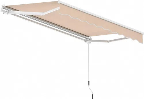 Vista 18 de Giantex Toldo retráctil para patio – Refugio solar de 8 x 6.6 pies con manivela manual fácil, estructura metálica de alta resistencia, toldo Beige
