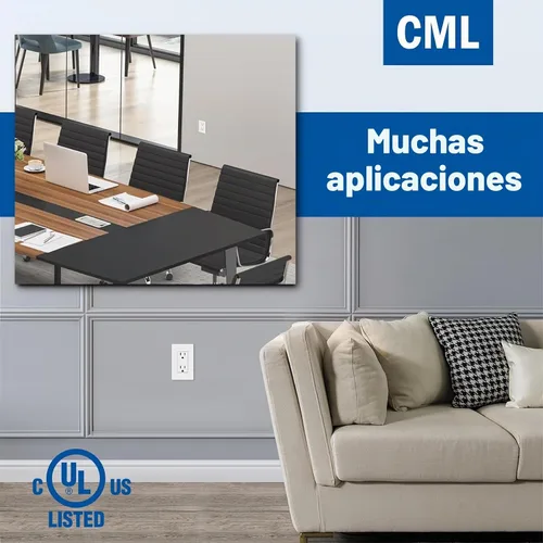 Vista 7 de CML - Toma de corriente decorativa de 15 amperios, paquete de 20 tomas de corriente estándar con placa de pared sin tornillos, resistente a