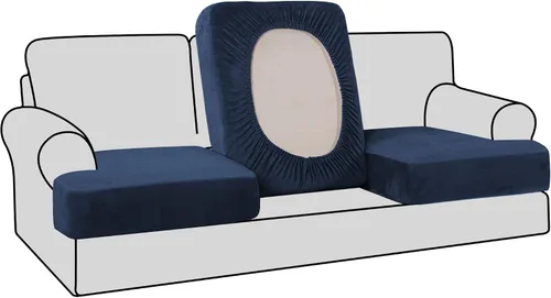 Vista 40 de H.VERSAILTEX Fundas de terciopelo elástico para silla con cojín en forma de T para sala de estar, funda de sofá, funda de asiento con cojín