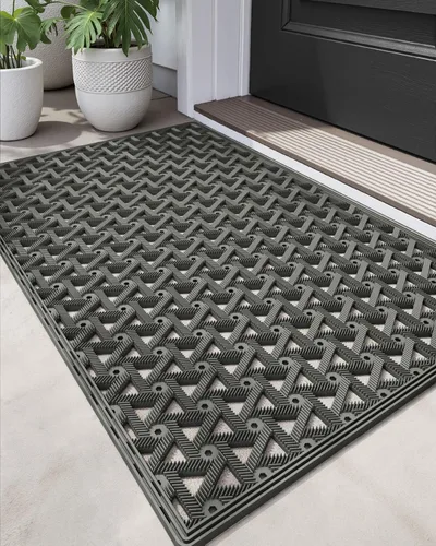 Vista 14 de DEXI Tapete de goma para puerta delantera, entrada exterior, 24 x 36 Negro
