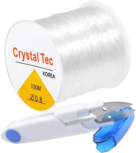 Vista 8 de Cuerda elástica de 0.020 in, cuerda elástica transparente para hacer pulseras, 131 yardas de hilo elástico transparente para cuentas de semillas