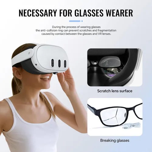 Vista 2 de Hibloks Glasses Spacer for Meta/Oculus Quest 3, Prevent Myopia Glasses and VR Lenses from Scratching Each Other. VR Lens Protection Accessories with