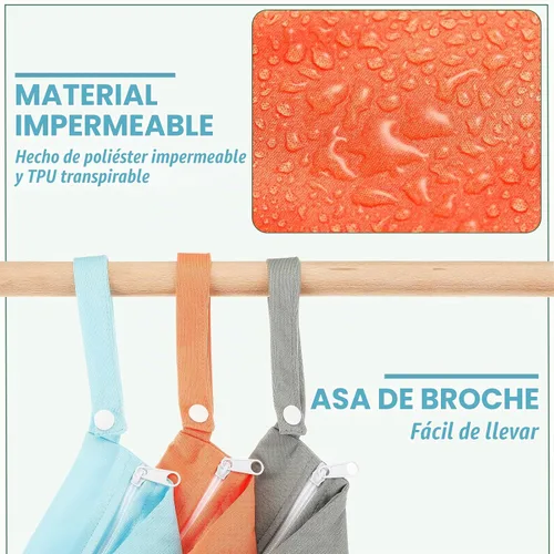 Vista 4 de Kenning - Paquete de 6 bolsas húmedas y secas, impermeables, reutilizables