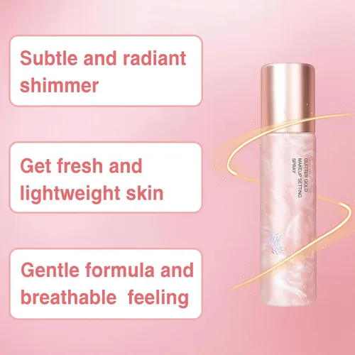 Vista 5 de Spray fijador de maquillaje brillante, spray de ajuste hidratante para cara, acabado radiante brillante de larga duración, ligero y refrescante