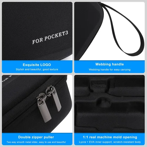 Vista 7 de FiTSTILL Bolsa de almacenamiento de viaje rígida de transporte y protección, compatible con Osmo Pocket 3 Creator Combo, kit de accesorios