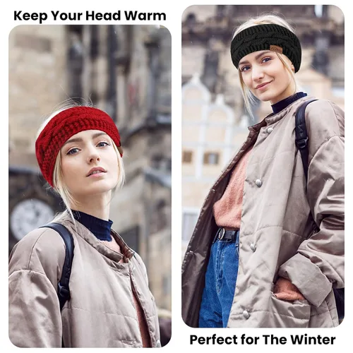 Vista 2 de ZYXBBD Winter Headbands for Women Ear Warmer-Ear Warmers for Women Knit Headbands Thicken Elastic Ear Muffs Winter Women for Outdoor Sports,Skiing