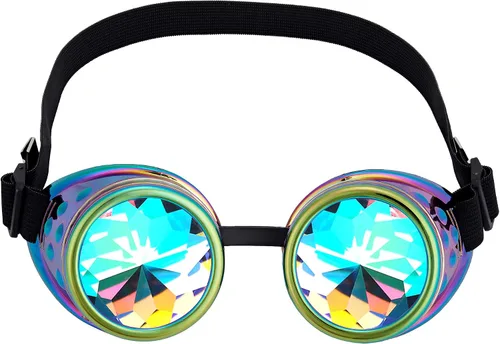 Vista 173 de Gafas de caleidoscopio retro con pinchos, gafas de cristal arcoíris steampunk estilo soldadura, gafas de cosplay punk