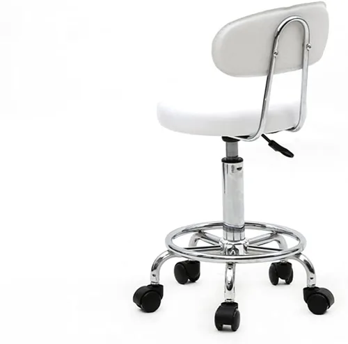 Vista 8 de Taburete de nailon de cuero semi-PU, taburete de bar ajustable multiusos con ruedas para el trabajo, oficina, escritorio, salón, dibujo