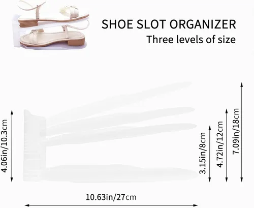 Vista 3 de Organizador de 10 ranuras para zapatos, estante de almacenamiento ajustable de doble capa, ahorro de espacio en el armario y armario de zapatos