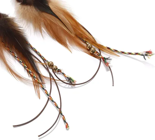 Vista 4 de Aretes largos bohemios de plumas para mujer, hechos a mano, joyería de borla colgante natural
