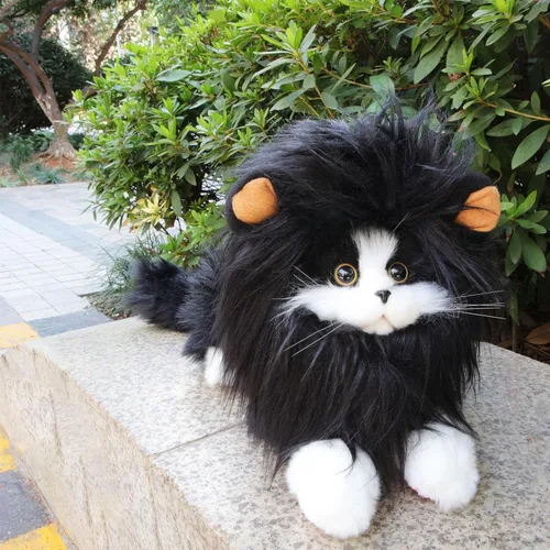 Vista 3 de Peluca de melena de león para disfraz de gato, ajustable, lavable, cómoda, elegante, pelo de león, vestido de ropa de gato para Halloween, Navidad
