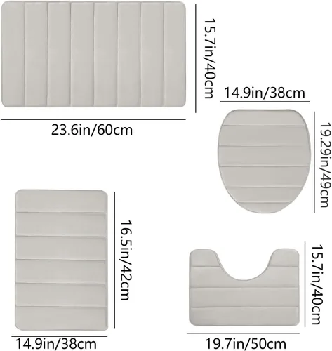 Vista 2 de Bathroom Rugs for 3 Pieces, Memory Foam Bath Mat Set, Universal Toilet Mats, Soft Comfortable, Water Absorption, Non-Slip, Thick, Machine Washable