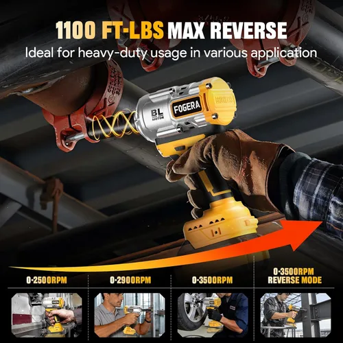 Vista 4 de Llave de impacto inalámbrica de 1/2 pulgada – Compatible con baterías Dewalt de 20 V, 1100 pies-libras (1500 N.m), destornillador de impacto de alto