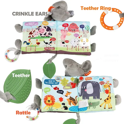Vista 8 de Libro arrugado de peces y elefante juguete para bebés bebés niños pequeños