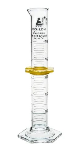Vista 5 de Cilindro de medición, 0.3 fl oz - ASTM, tolerancia clase A ±0.0.3 fl oz - Collar protector, base hexagonal - Graduaciones blancas - Vidrio