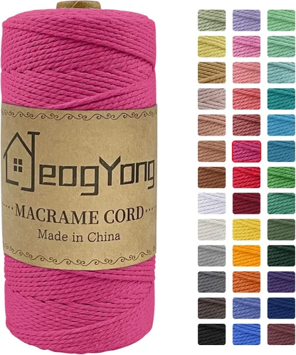 Vista 26 de JeogYong Cuerda de macramé de 0.078 pulgadas x 218 yardas, cuerda de algodón natural torcida de 3 hebras, cuerda de algodón de color para colgar