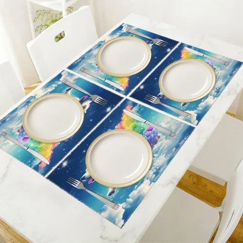 Vista 5 de Cute Rainbow Corgi Placemats Set of 6 Resistant Table Mats Washable Place Mats for Dinner Party Table Decoration