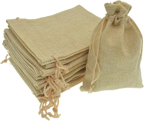 Vista 16 de 50 bolsas de arpillera blanca con cordón, bolsas pequeñas de lino de 2.7 x 3.5 pulgadas, bolsas de regalo para joyas, bolsas de dulces para Navidad