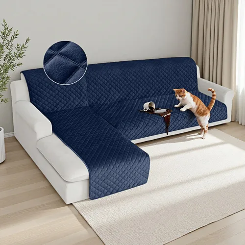 Vista 12 de HDCAXKJ Fundas impermeables para sofá modular, acolchadas de terciopelo, 2 piezas, en forma de L, lavables, gruesas, antideslizantes, con protector