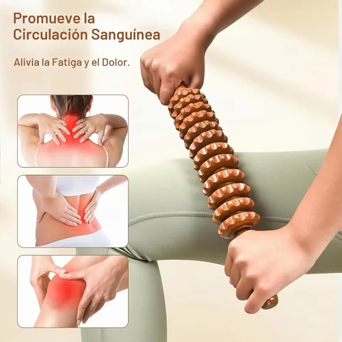 Vista 4 de Herramientas de masaje de terapia de madera, rodillo de masaje de madera, herramienta de drenaje linfático, rodillo de masaje muscular de madera
