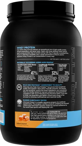 Vista 3 de Rule 1 Proteins Whey Protein Powder, Salted Carmel, 27 Servings