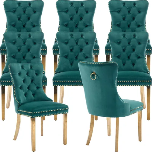 Vista 43 de Juego de 2 Sillas de Comedor Modernas de Mediados de Siglo, Tapizadas en Terciopelo Beige con Respaldo Acolchado, Sillas de Cocina y Comedor, Patas