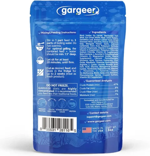 Vista 2 de Gargeer Alimento de pescado cíclido africano de 3 onzas para criadores avanzados. Dieta completa de gel cíclidos africanos para jóvenes y adultos.