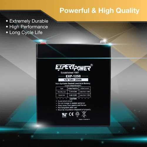 Vista 4 de Baterías de 12 volts para alarmas ExpertPower, Negro