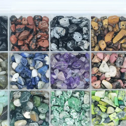 Vista 6 de Cuentas de piedras preciosas para hacer joyas DIY, cristales de energía curativa con pulido, cuentas irregulares trituradas con forma irregular