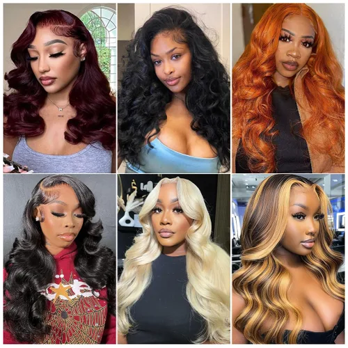 Vista 7 de Pelucas de encaje frontal de 13x4 Highlight Ombre de cabello humano ondulado 4/27 color rubio miel 9A sin pegamento HD encaje frontal transparente