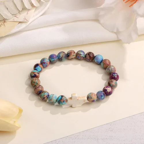 Vista 4 de JoycuFF Christian Gifts,Cross Braceletfor WomenGirls, Faith Easter Catholic Religious Christian Jewelry, Meaningful Baptism Communion Natural Beads