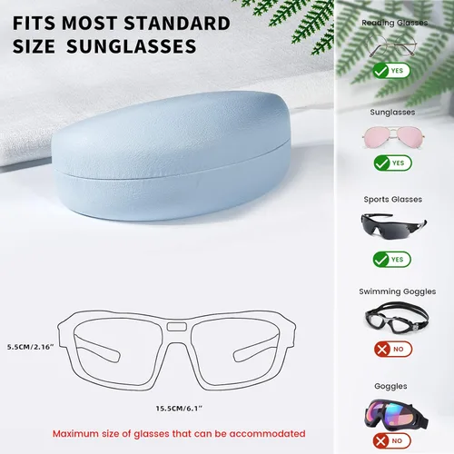 Vista 5 de molshine Funda rígida para gafas de sol, funda clásica grande para lentes de sol, lentes con paño de limpieza, bolsa