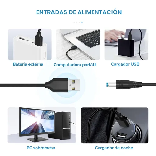 Vista 2 de Powseed Cable de alimentación universal de 5 V, cable de carga USB a CC con 13 enchufes adaptadores para enrutador de cámara web, grabadora, altavoz
