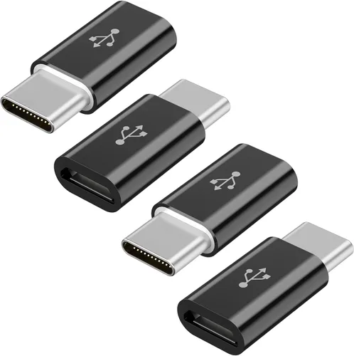Vista 7 de Paquete de 4 adaptadores micro USB a USB C, adaptador Micro-USB hembra a USB-C macho OTG compatible con iPhone 15 16 17, Samsung Galaxy S10 S9 S8