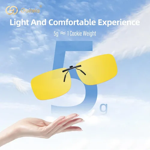 Vista 4 de Goiteia Gafas de sol polarizadas con clip, diseño rectangular ligero sobre gafas graduadas, no se deslizan, protección UV
