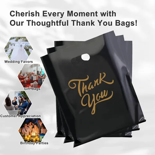 Vista 4 de Gute paquete de 100 bolsas para mercancía con texto "Thank You" - extra gruesas 2,36 mil al por mayor al por menor para venta al por menor