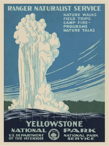 Vista 7 de HISTORIX Póster vintage de viaje del Parque Nacional Yellowstone de 1938, 8 x 10 pulgadas, arte de pared que muestra el viejo géiser fiel