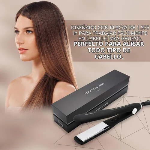 Vista 7 de Corioliss Plancha de pelo profesional extra ancha para mujer, planchas de titanio, color negro, suave al tacto Wide