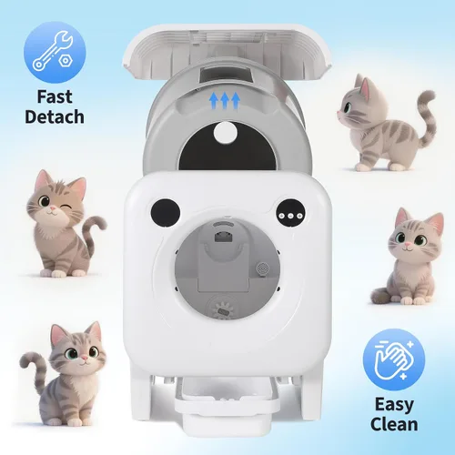 Vista 7 de Garvee Caja de arena autolimpiante para gatos, caja de arena automática ABS de gran capacidad para gatos con control de aplicación