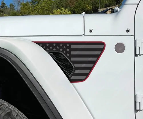 Vista 14 de Skull Daddy Graphics Banderas de ventilación estándar compatibles con Jeep Wrangler Gladiator Rubicon Mojave 392 JL JT 2018-2026 (4X azul)