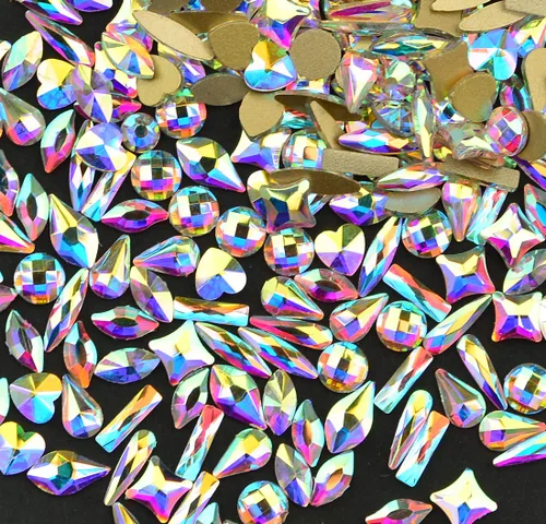 Vista 4 de Massive Beads Gemas de diamantes de imitación de cristal con parte trasera plana mixta para arte de uñas 3D para teléfono DIY