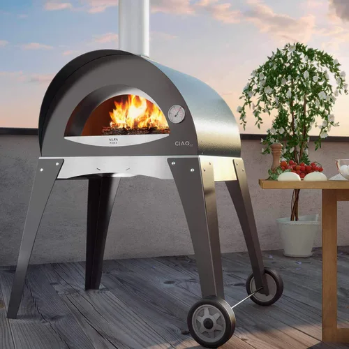 Vista 3 de ALFA Ciao M - Horno de pizza de leña para encimera de 27 pulgadas (FXCM-LGRI-T), gris plateado